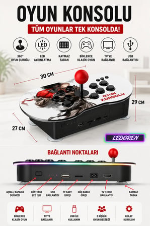MT9 HD Nostalji Retro Atari Konsolu 10000 Oyunlu Çift Kişilik Kablosuz Joystick PS1 Arcade