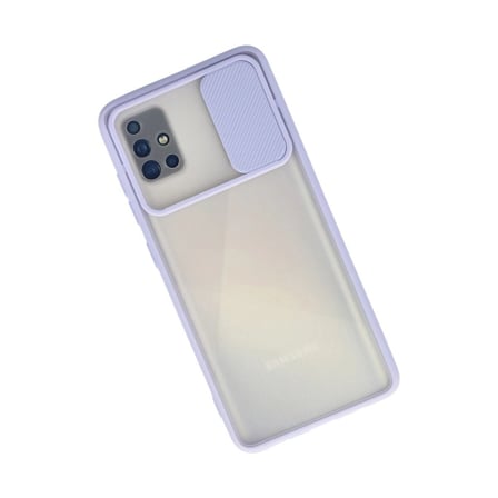 Samsung Galaxy A71 Kılıf Palm Buzlu Kamera Sürgülü Silikon - Lila