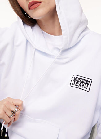 Moschino Jeans Kapüşon Yaka Düz Siyah Kadın Sweatshırt A1712