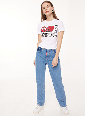 Yüksek Bel Düz Paça Normal İndigo Kadın Denim Pantolon J0330