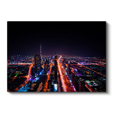 Dubai Gece Işıkları Burj Khalifa Modern Şehir Kanvas Tablo