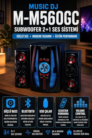 M-M560GC Subwoofer 2+1 Ses Sistemi Bluetooth Music D.J USB SD Kart FM Radyo