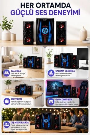 M-M560GC Subwoofer 2+1 Ses Sistemi Bluetooth Music D.J USB SD Kart FM Radyo