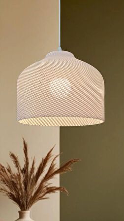 Geminy Beyaz Mesh dokulu avize, Pinterest Tarzı Özel Tasarım Tekli Sarkıt Avize (Bioplastik) E27