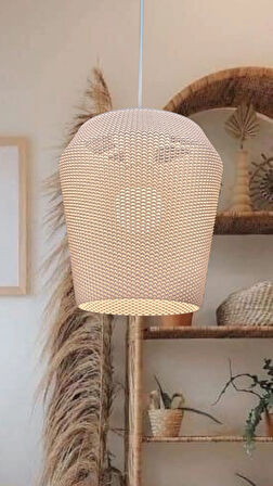 Pegasi Beyaz Mesh dokulu avize, Pinterest Tarzı Özel Tasarım Tekli Sarkıt Avize (Bioplastik) E27