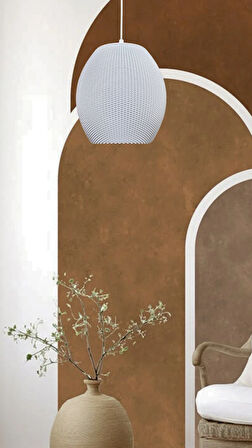 Nebula Beyaz Mesh dokulu avize, Pinterest Tarzı Özel Tasarım Tekli Sarkıt Avize (Bioplastik) E27