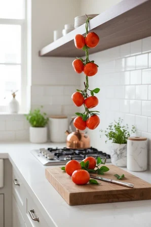 Yapay Mandalina Salkımı Süs 8 Mandalinalı Dekoratif  Yapay Meyve Sebze 