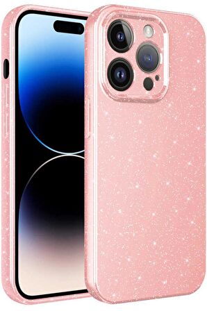 iPhone 14 Pro Max Kılıf Kamera Korumalı Simli Parıltılı Lüks