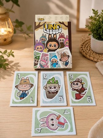 Labubu Karakter Tasarımlı Eğlenceli Uno Kart Oyunu - Özel Seri Aile ve Kutu Oyunu - ince kartlı versiyon