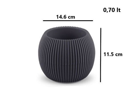 Omnipazar KRS-363 Plastik Mercan Kaktüs Saksı 0.7 Litre Antrasit 6 Adet
