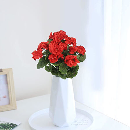Yapay Çiçek Sardunya Demeti 40*25cm 1.Kalite KIRMIZI Koyu Balkon Çiçeği