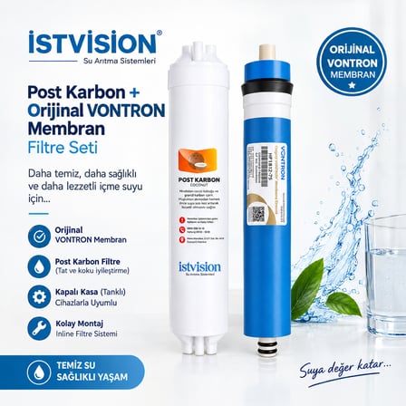 istvision Post Karbon + Orijinal VONTRON Membran Su Arıtma Filtre Seti