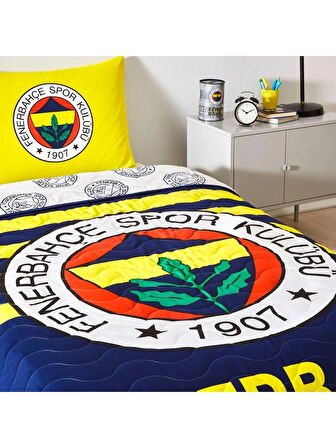 Taç Lisanslı Fenerbahçe Tek Kişilik Strıpe Yatak Örtüsü Seti