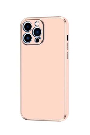 Apple iPhone 14 Pro Max Kılıf Kamera Korumalı Altın Kenar Tasarım Silikon