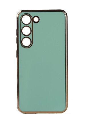Galaxy S23 Kılıf Kamera Korumalı Altın Kenar Tasarım Silikon