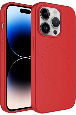 Apple iPhone 13 Pro Max Kılıf Magsafe Wireless Şarj Özellikli Pastel Renk Silikon Mat Kapak