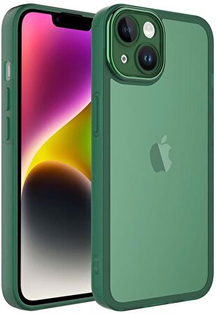 Apple iPhone 14 Plus Kılıf Metal Kamera Korumalı Transparan Renkli Kapak