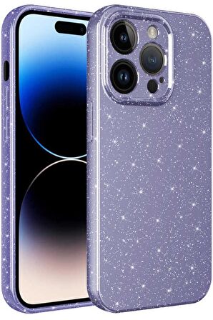 Apple iPhone 14 Pro Kılıf Kamera Korumalı Simli Parıltılı Lüks