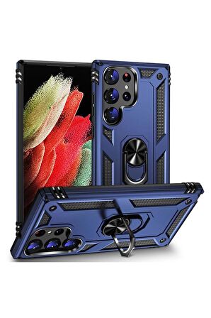 Galaxy S23 Ultra Kılıf Yüzüklü Standlı Manyetikli Armor Zırh