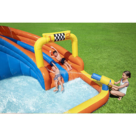 Mega Oyun Su Parkı Bestway Kaydırak ve Fiskiye Çocuk Şişme Oyun Havuz Parkı 551 x 502 x 265 cm