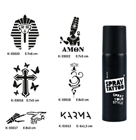 Farklı İnançlar Spray Tattoo Geçici Dövme Seti Dark Sprey Dövme Kiti