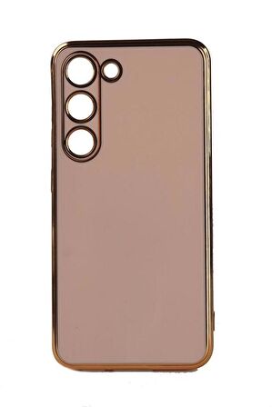 Galaxy S23 Plus Kılıf Kamera Korumalı Altın Kenar Tasarım Silikon