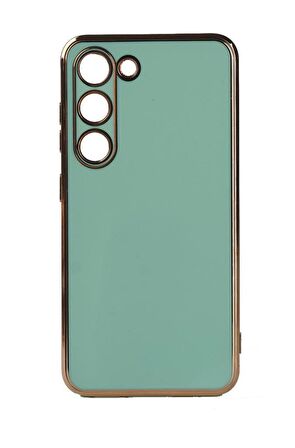 Galaxy S23 Plus Kılıf Kamera Korumalı Altın Kenar Tasarım Silikon