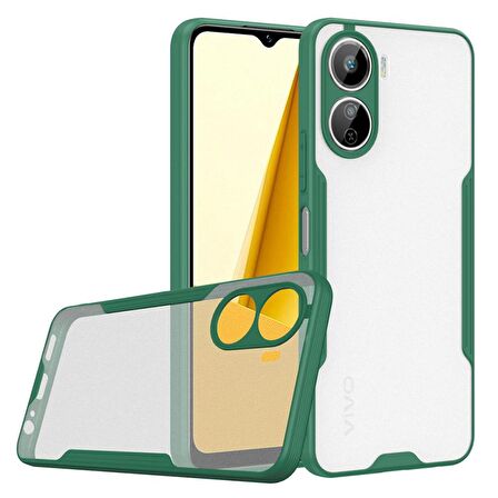 Vivo Y16 Kılıf Kamera Korumalı Arkası Şeffaf Silikon