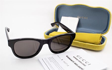 GUCCI  0003S 001 52  Unisex SİYAH Köşeli Çerçeve Güneş Gözlüğü