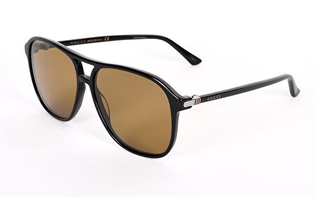 GUCCI  0016S 001 58  Unisex SİYAH Köşeli Çerçeve Güneş Gözlüğü