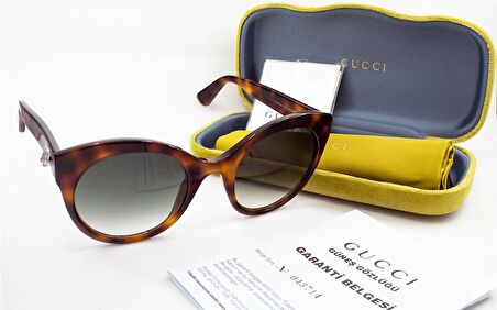 GUCCI  0028S 002 52  Unisex KAHVE Çekik Çerçeve Güneş Gözlüğü