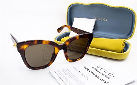 GUCCI  0029S 002 50  Unisex KAHVE Köşeli Çerçeve Güneş Gözlüğü