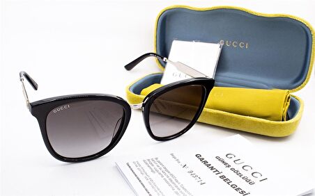 GUCCI  0073S 001 55  Unisex SİYAH Çekik Çerçeve Güneş Gözlüğü