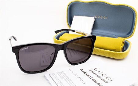 GUCCI  0078SK 002 56  Unisex SİYAH Köşeli Çerçeve Güneş Gözlüğü