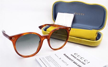 GUCCI  0091S 002 52  Unisex KAHVE Çekik Çerçeve Güneş Gözlüğü