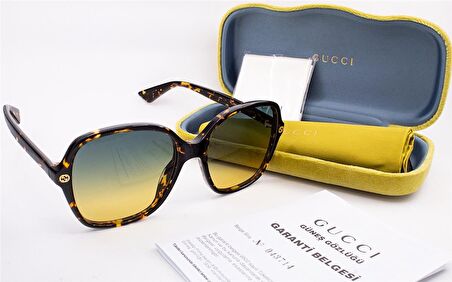 GUCCI  0092S 003 55  Unisex KAHVE Köşeli Çerçeve Güneş Gözlüğü