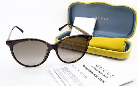 GUCCI  0223SK 002 57  Unisex KAHVE Çekik Çerçeve Güneş Gözlüğü