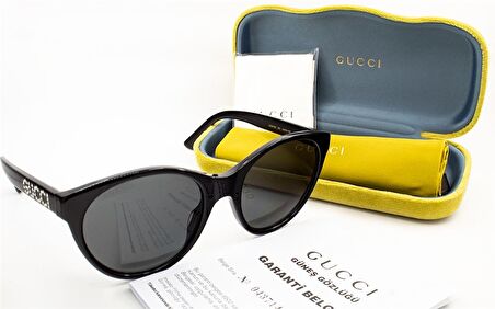 GUCCI  GG0419S 001 54  Unisex SİYAH Çekik Çerçeve Güneş Gözlüğü