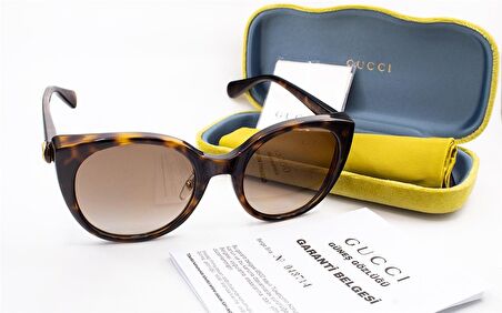 GUCCI  0369S 002 54  Unisex KAHVE Çekik Çerçeve Güneş Gözlüğü