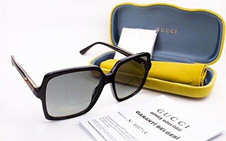 GUCCI  0375S 001 56  Unisex SİYAH Köşeli Çerçeve Güneş Gözlüğü