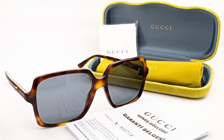 GUCCI  0375S 003 56  Unisex KAHVE Köşeli Çerçeve Güneş Gözlüğü