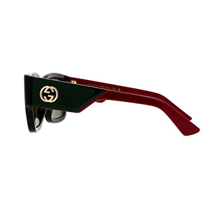 Gucci GG 1663S 002 52 Kadın Kare Kırçıllı Siyah Kemik Güneş Gözlüğü