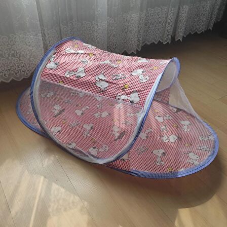 Katlanılabilir Bebek Cibinlik 90 cm Kırmızı Bebek Tül Sineklik Haşere Koruyucu Bebek Çadırı Snoopy