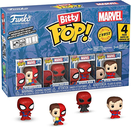 Bitty Pop 4-Pack Spider-Man - Peter Parker - Spider-Man, Superior Spider-Man,