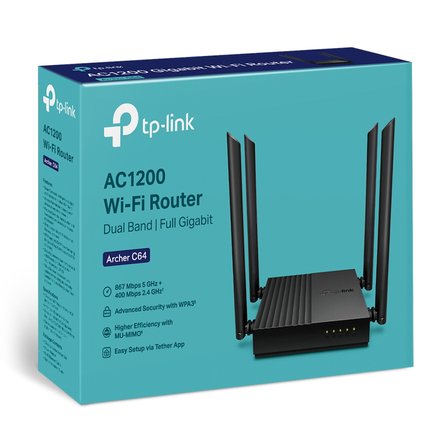 Archer C64 Dual Bant 4 Port Kablosuz Router Ac1200