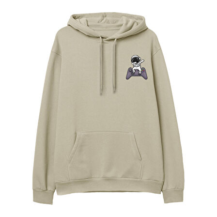 Astro-3  Baskılı Krem Hoodie