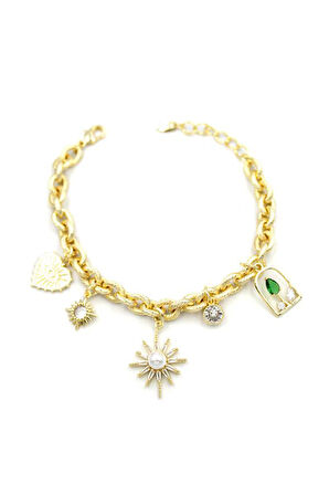 Zincir Charm Bileklik - Altın