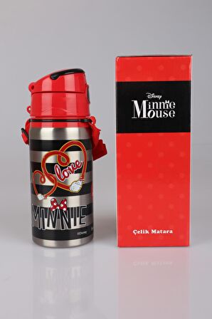 DEKOMUS İLE LİSANSLI MINNIE MOUSE ÇELİK MATARA 500 ML