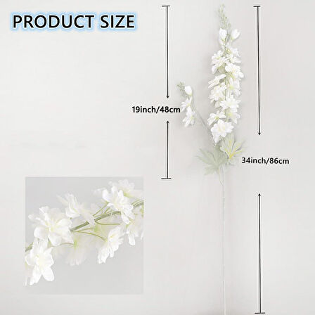 Yapay Çiçek Beyaz Sümbül Tek Dal Tomurcuklu 85*15cm Kumaş Çiçek Uzun Dal