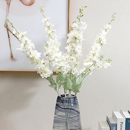 Yapay Çiçek Beyaz Sümbül Tek Dal Tomurcuklu 85*15cm Kumaş Çiçek Uzun Dal